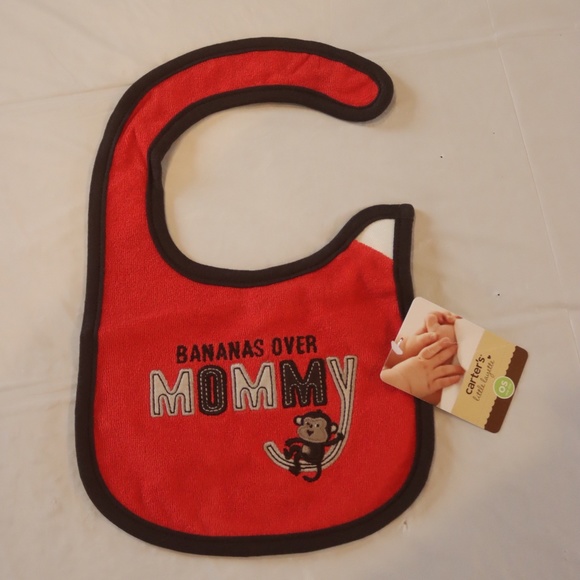 CARTER'S Little Layette OS Teething Bib Bananas over Mommy. Monkey - Picture 1 of 4